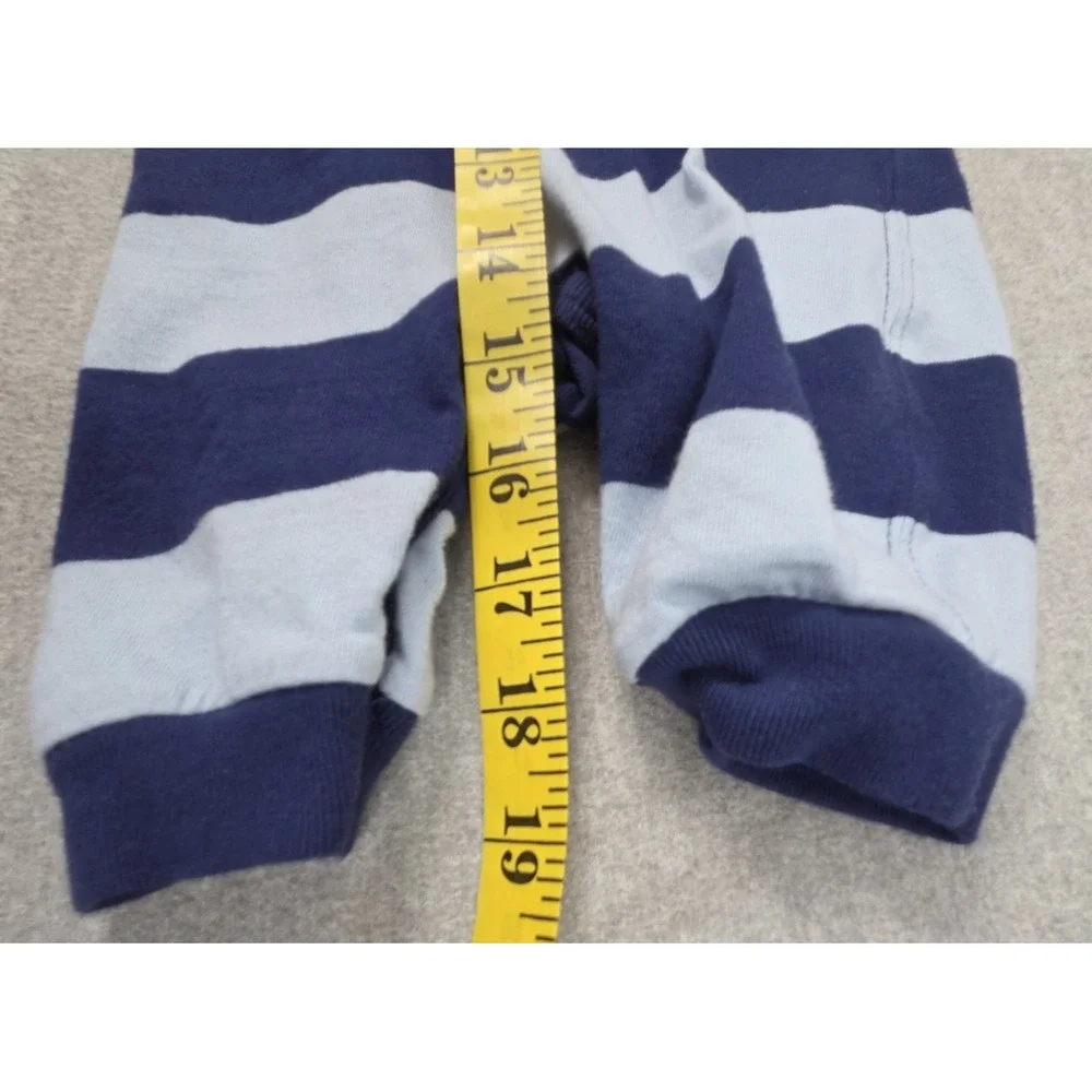 Ralph Lauren Baby Boy 3M One Piece Blue Stripe Rugby Footed Romper Snap Pony